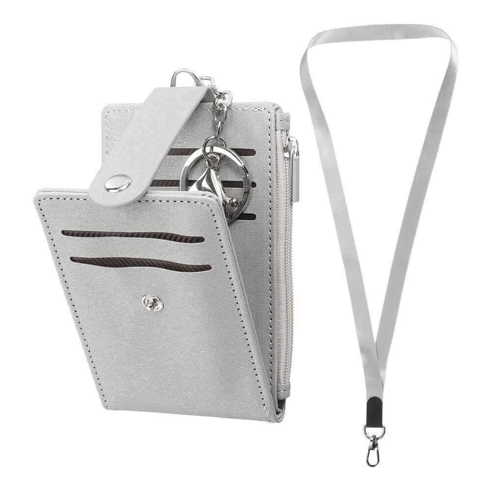 2105 2 in 1 Small Credit Card Wallet & ID Badge Holder, PU Leather Card